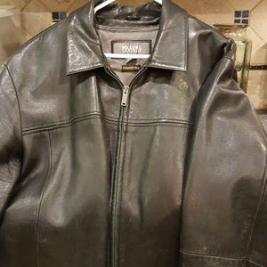 Men's black leather jacket